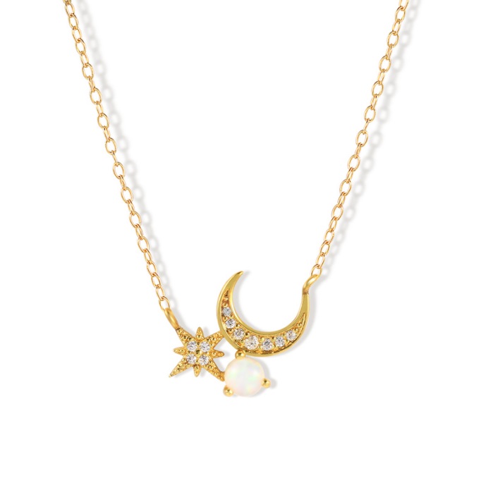 Moon And Star Gold Plated Necklace